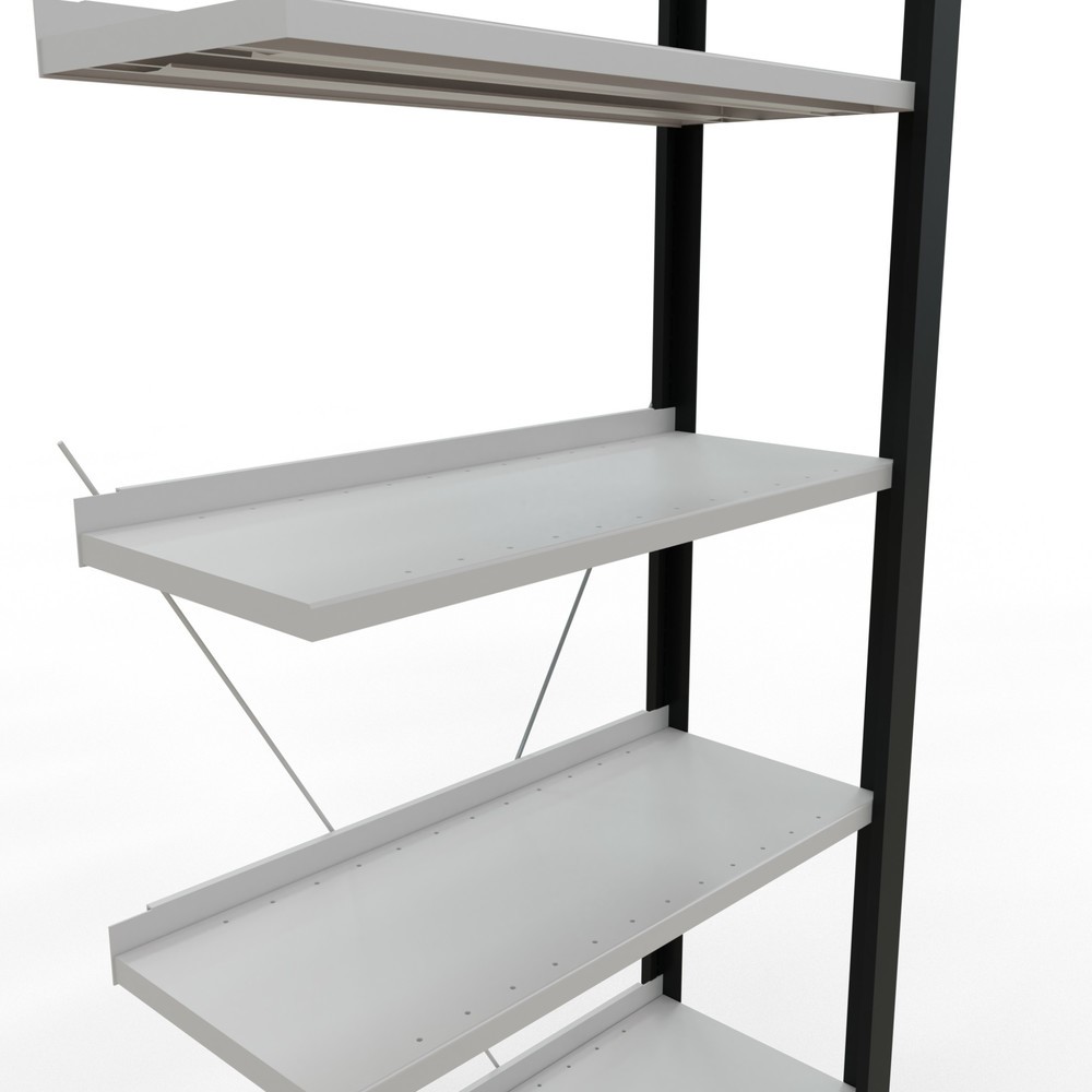 Produktabbildung Nr. 4: Rayonnage de bureau SCHULTE travée auxiliaire, utilisable d’un seul côté, avec barres de butée, CT 85 kg, noir, HxlxP 2 300 x 750 x 300 mm