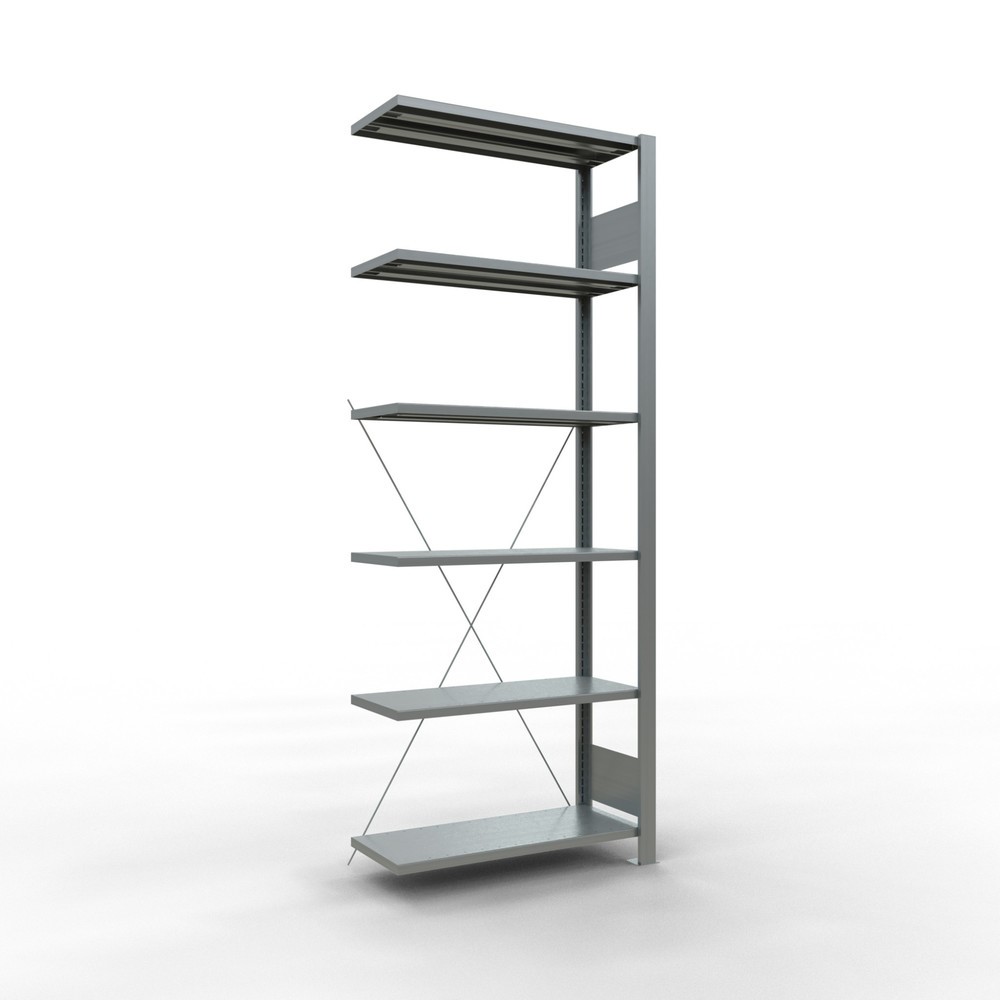 Illustration du produit: Rayonnage de bureau SCHULTE travée auxiliaire, utilisable d’un seul coté, sans barres de butée, CT 85 kg, HxlxP 2 000 x 750 x 300 mm