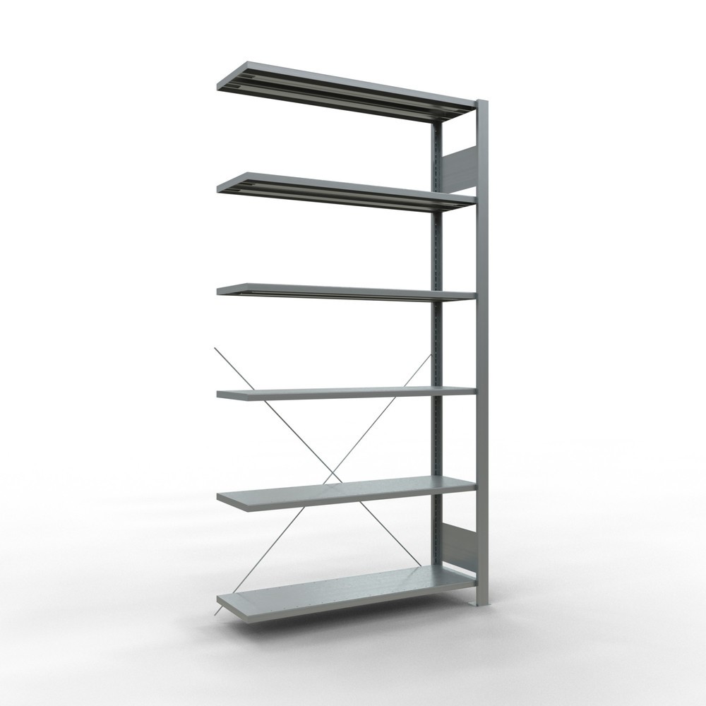 Illustration du produit: Rayonnage de bureau SCHULTE travée auxiliaire, utilisable d’un seul côté, sans barres de butée, CT 85 kg, HxlxP 2 000 x 1 000 x 300 mm