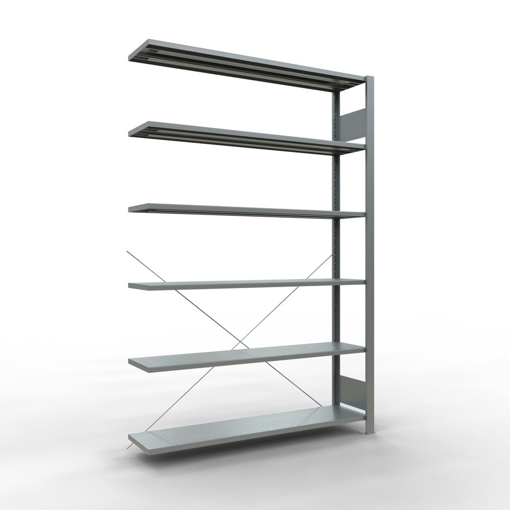 Illustration du produit: Rayonnage de bureau SCHULTE travée auxiliaire, utilisable d’un seul côté, sans barres de butée, CT 85 kg, HxlxP 2 000 x 1 300 x 300 mm
