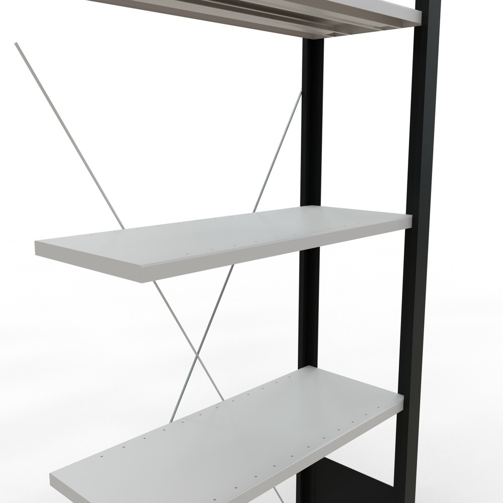 Produktabbildung Nr. 1: Rayonnage de bureau SCHULTE travée auxiliaire, utilisable d’un seul côté, sans barres de butée, CT 85 kg, noir, HxlxP 1 800 x 750 x 300 mm