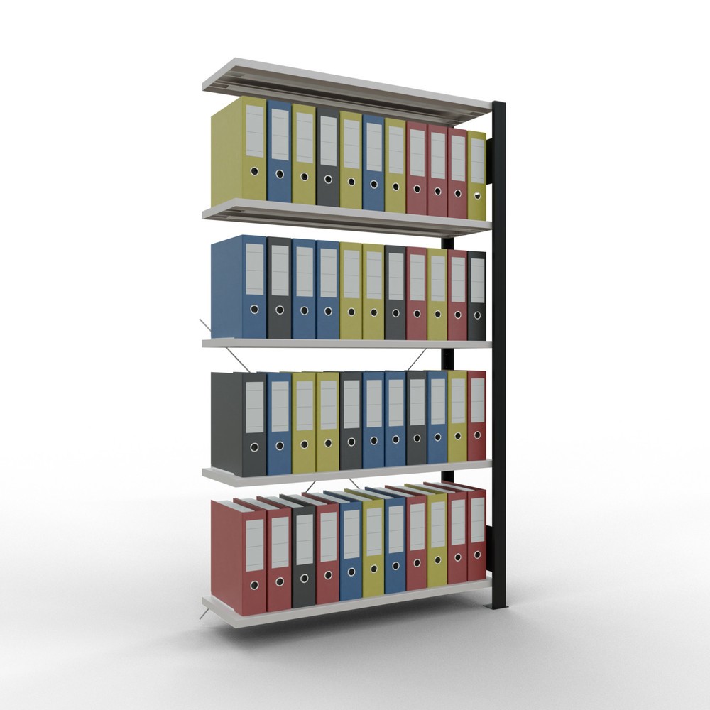 Produktabbildung Nr. 2: Rayonnage de bureau SCHULTE travée auxiliaire, utilisable d’un seul côté, sans barres de butée, CT 85 kg, noir, HxlxP 1 800 x 1 000 x 300 mm