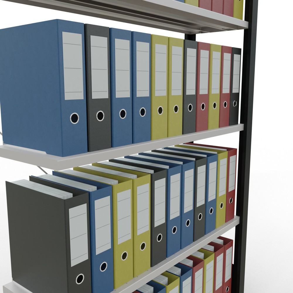 Produktabbildung Nr. 3: Rayonnage de bureau SCHULTE travée auxiliaire, utilisable d’un seul côté, sans barres de butée, CT 85 kg, noir, HxlxP 1 800 x 1 000 x 300 mm