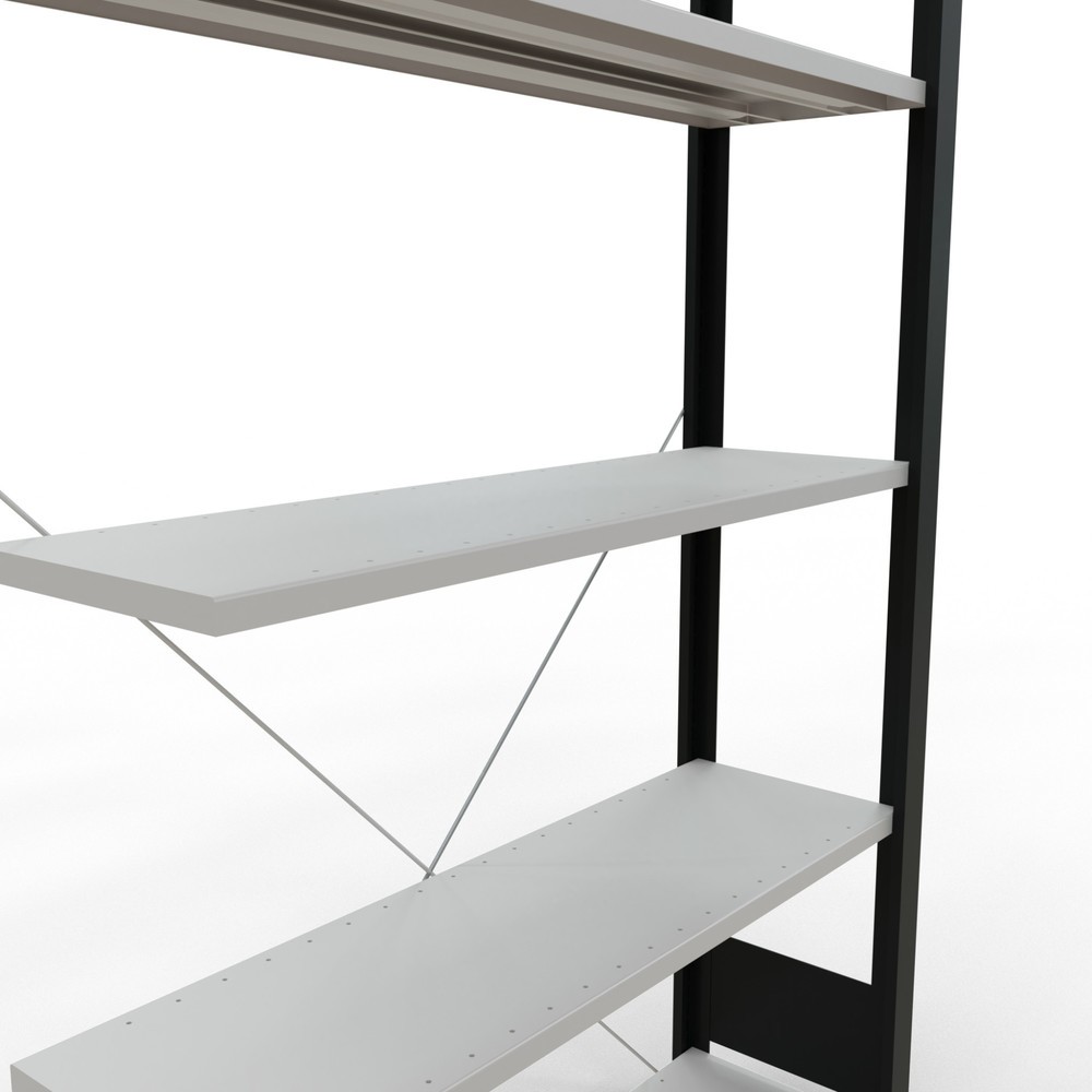 Produktabbildung Nr. 4: Rayonnage de bureau SCHULTE travée auxiliaire, utilisable d’un seul côté, sans barres de butée, CT 85 kg, noir, HxlxP 1 800 x 1 000 x 300 mm