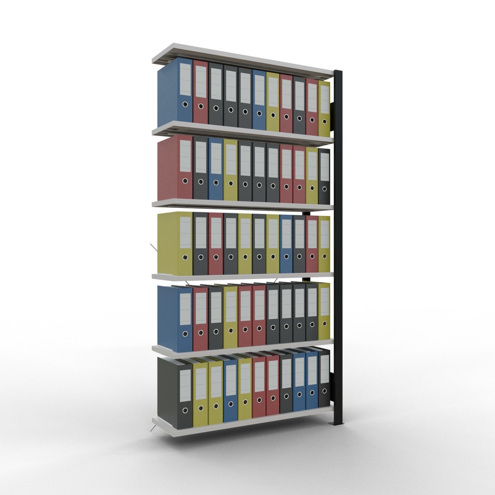 Produktabbildung Nr. 2: Rayonnage de bureau SCHULTE travée auxiliaire, utilisable d’un seul côté, sans barres de butée, CT 85 kg, noir, HxlxP 2 000 x 1 000 x 300 mm