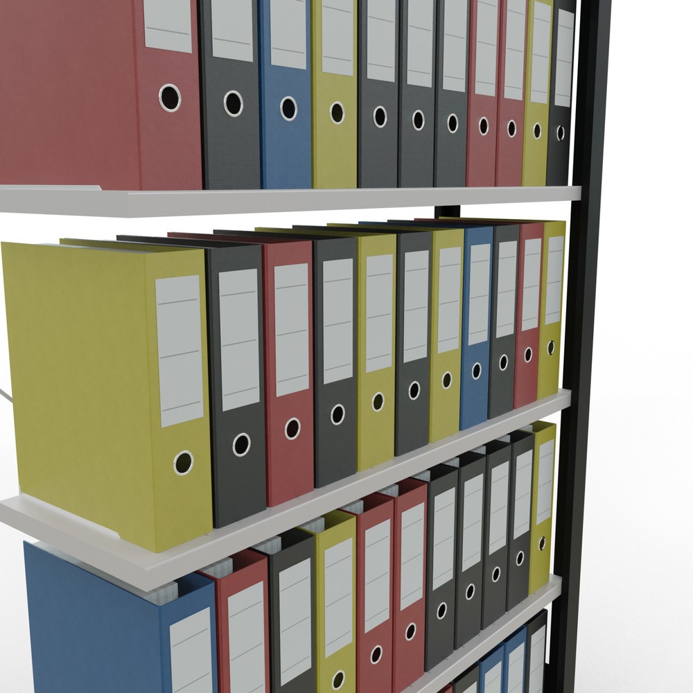 Produktabbildung Nr. 3: Rayonnage de bureau SCHULTE travée auxiliaire, utilisable d’un seul côté, sans barres de butée, CT 85 kg, noir, HxlxP 2 000 x 1 000 x 300 mm