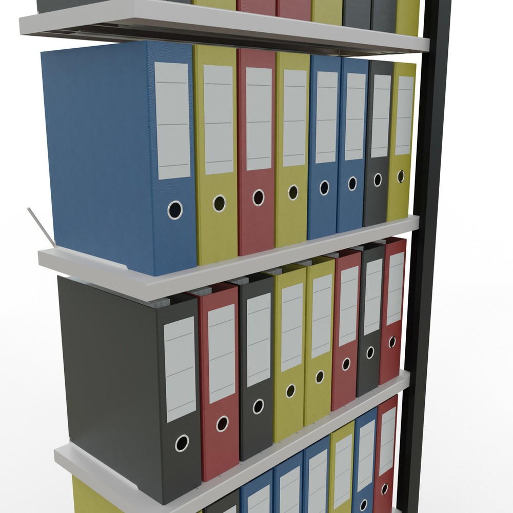 Produktabbildung Nr. 3: Rayonnage de bureau SCHULTE travée auxiliaire, utilisable d’un seul côté, sans barres de butée, CT 85 kg, noir, HxlxP 2 300 x 750 x 300 mm