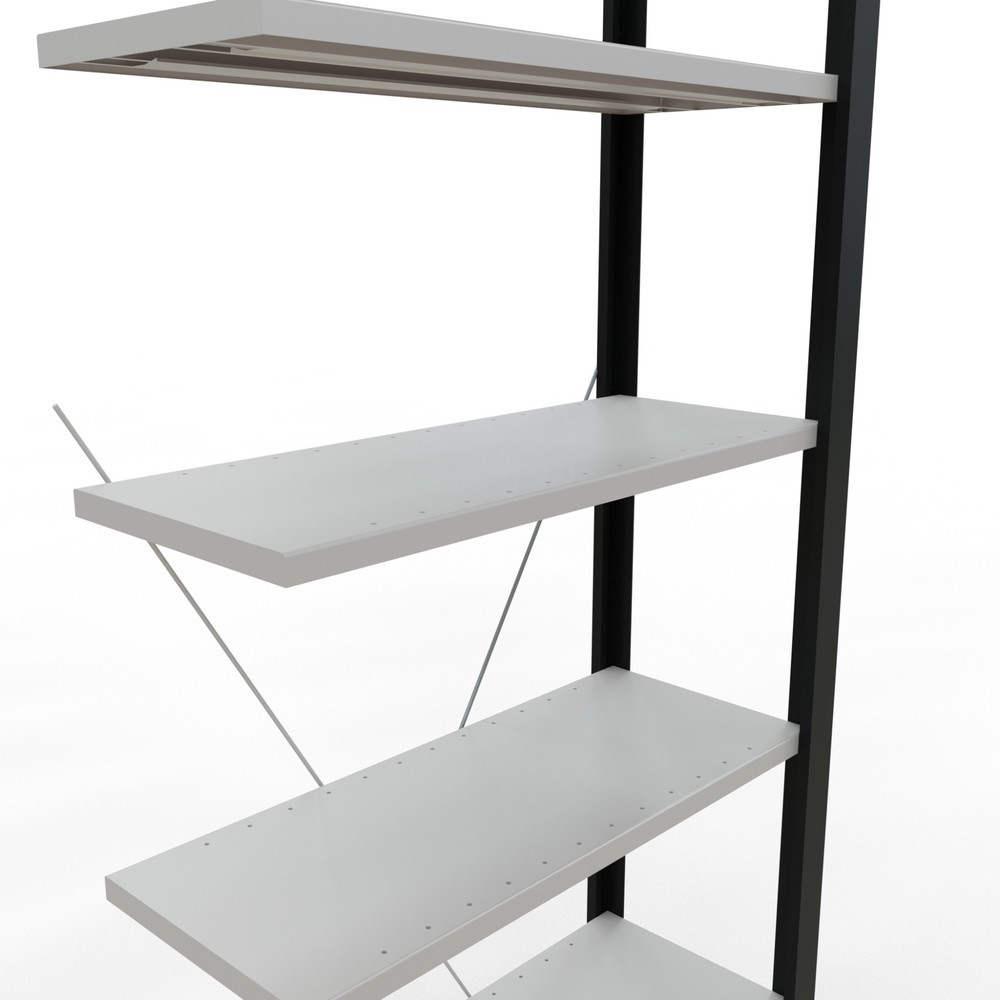 Produktabbildung Nr. 4: Rayonnage de bureau SCHULTE travée auxiliaire, utilisable d’un seul côté, sans barres de butée, CT 85 kg, noir, HxlxP 2 300 x 750 x 300 mm