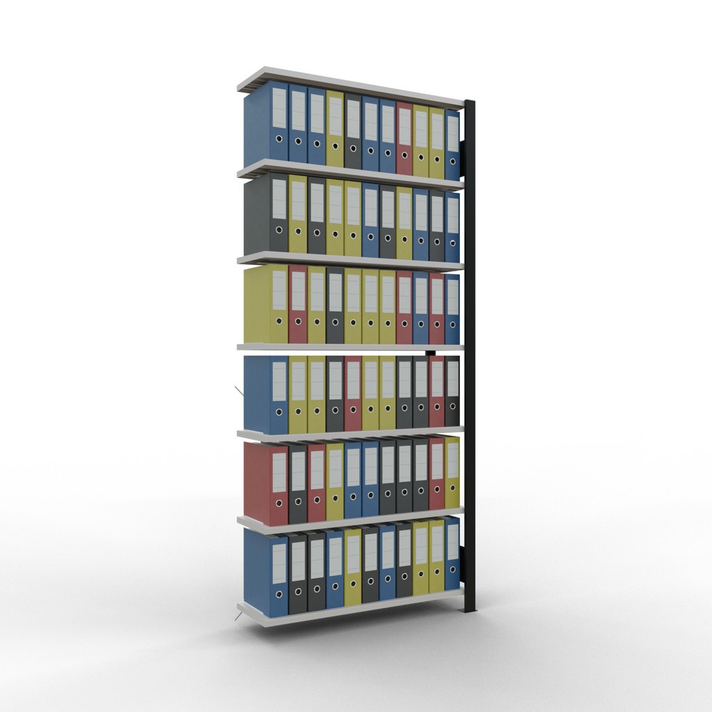 Produktabbildung Nr. 2: Rayonnage de bureau SCHULTE travée auxiliaire, utilisable d’un seul côté, sans barres de butée, CT 85 kg, noir, HxlxP 2 300 x 1 000 x 300 mm