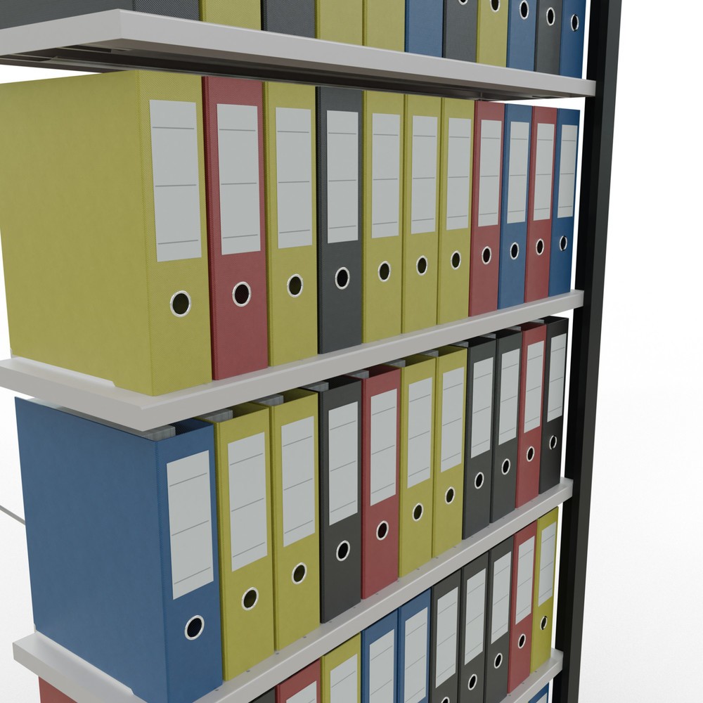 Produktabbildung Nr. 3: Rayonnage de bureau SCHULTE travée auxiliaire, utilisable d’un seul côté, sans barres de butée, CT 85 kg, noir, HxlxP 2 300 x 1 000 x 300 mm