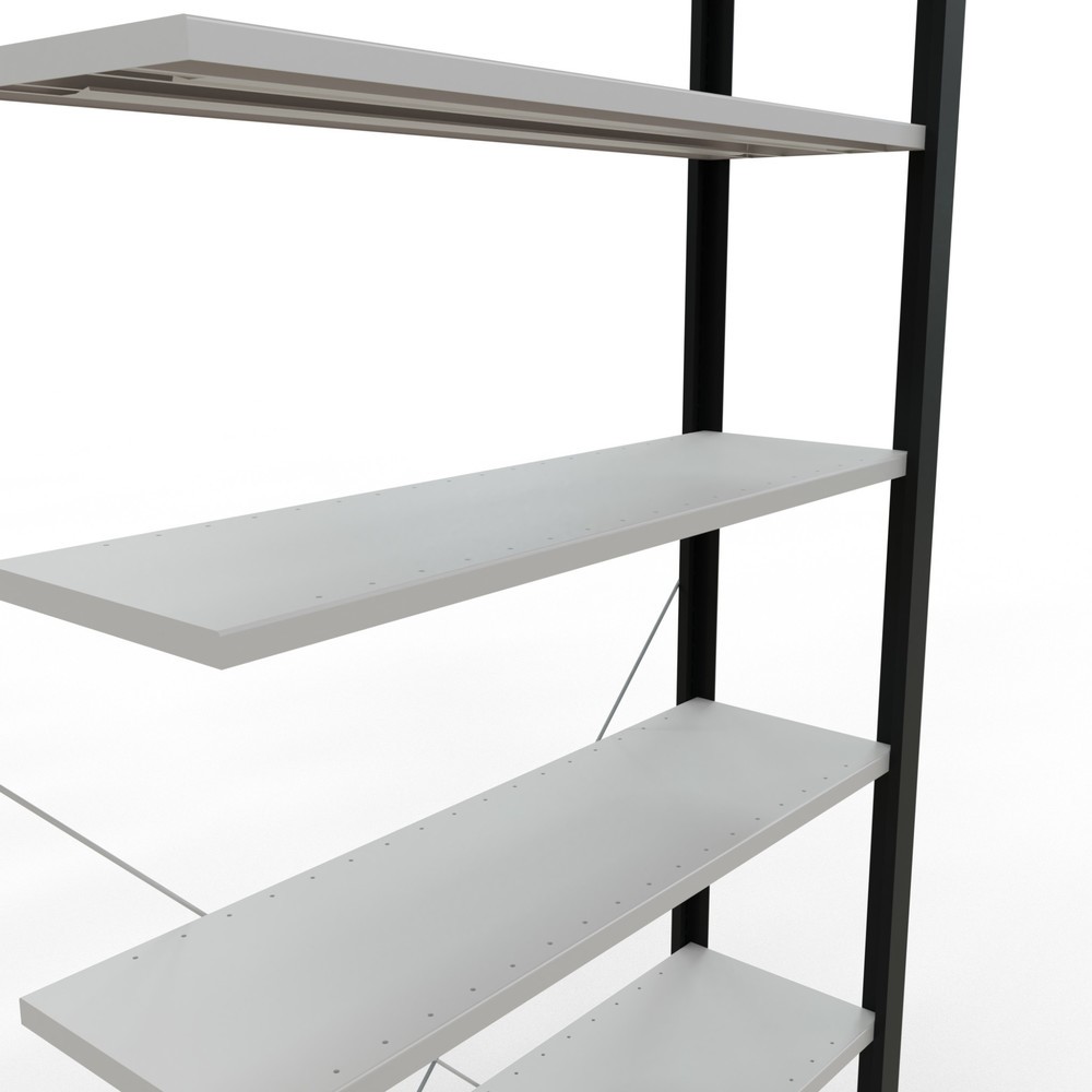 Produktabbildung Nr. 4: Rayonnage de bureau SCHULTE travée auxiliaire, utilisable d’un seul côté, sans barres de butée, CT 85 kg, noir, HxlxP 2 300 x 1 000 x 300 mm