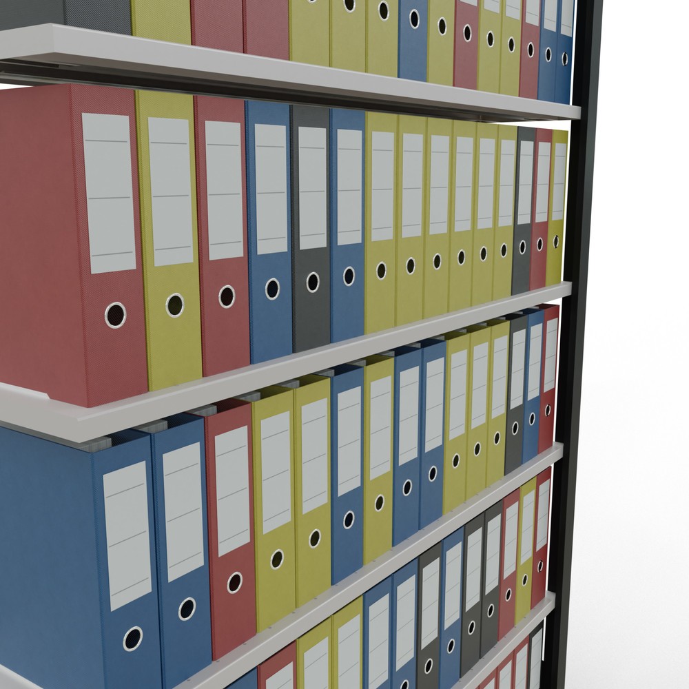 Produktabbildung Nr. 3: Rayonnage de bureau SCHULTE travée auxiliaire, utilisable d’un seul côté, sans barres de butée, CT 85 kg, noir, HxlxP 2 300 x 1 300 x 300 mm