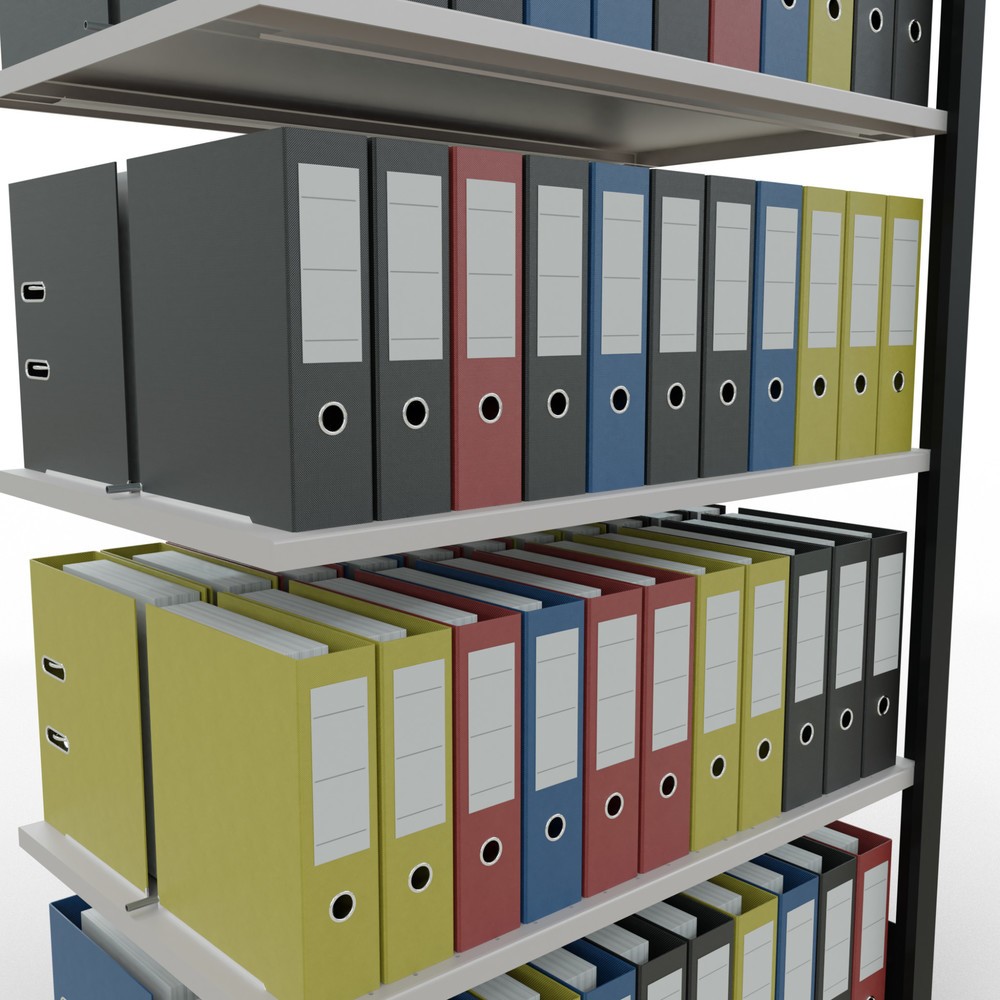 Produktabbildung Nr. 3: Rayonnage de bureau SCHULTE travée auxiliaire, utilisable des deux cotés, avec butées centrales, CT 150 kg, noir, HxlxP 1 800 x 1 000 x 600 mm