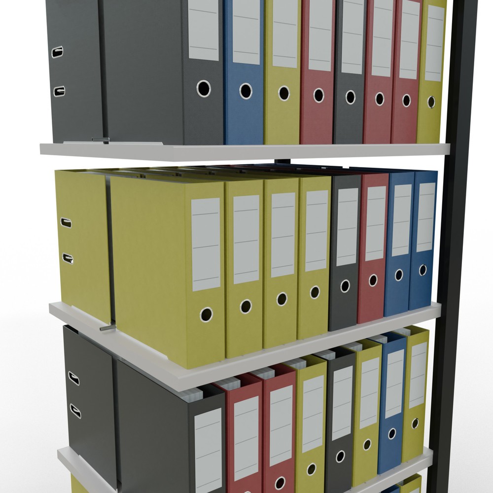 Produktabbildung Nr. 3: Rayonnage de bureau SCHULTE travée auxiliaire, utilisable des deux côtés, avec butées centrales, CT 150 kg, noir, HxlxP 2 000 x 750 x 600 mm