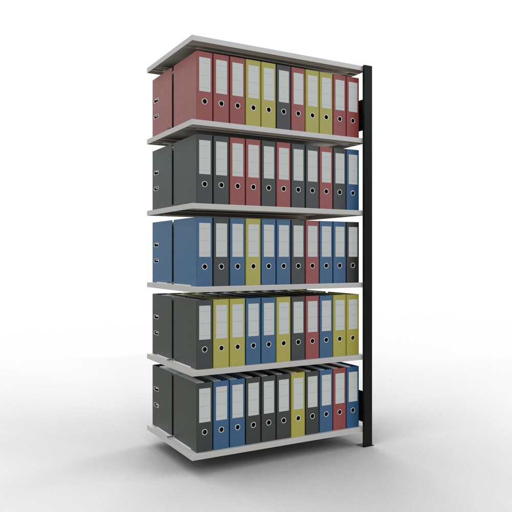 Produktabbildung Nr. 2: Rayonnage de bureau SCHULTE travée auxiliaire, utilisable des deux côtés, avec butées centrales, CT 150 kg, noir, HxlxP 2 000 x 1 000 x 600 mm