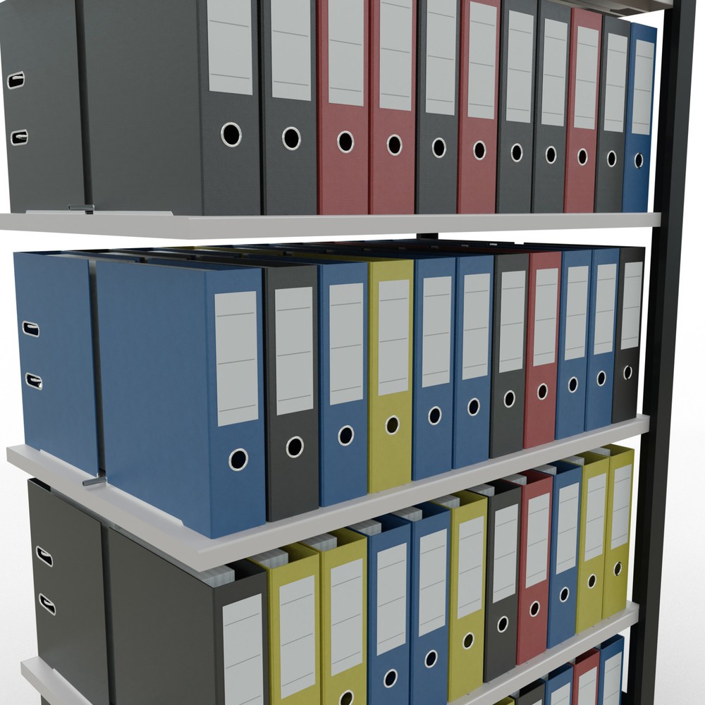Produktabbildung Nr. 3: Rayonnage de bureau SCHULTE travée auxiliaire, utilisable des deux côtés, avec butées centrales, CT 150 kg, noir, HxlxP 2 000 x 1 000 x 600 mm