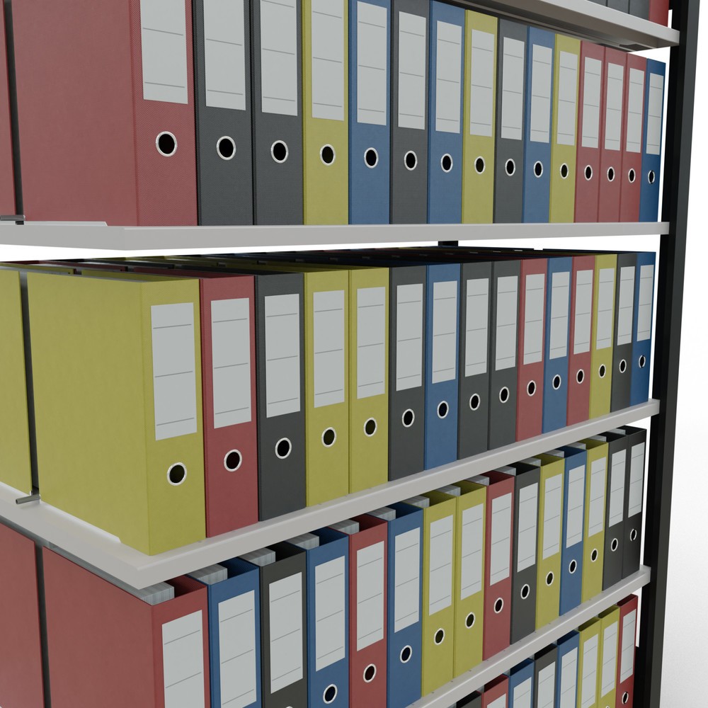Produktabbildung Nr. 3: Rayonnage de bureau SCHULTE travée auxiliaire, utilisable des deux côtés, avec butées centrales, CT 150 kg, noir, HxlxP 2 000 x 1 300 x 600 mm