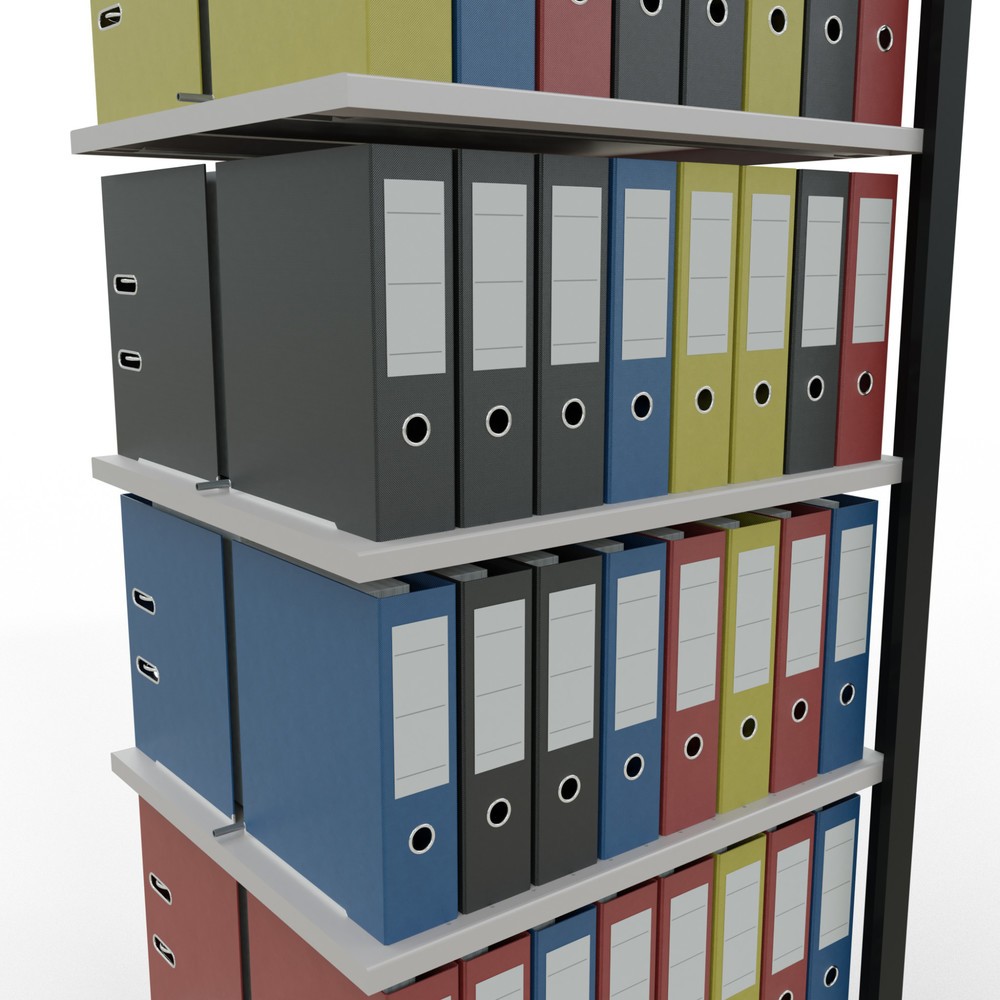 Produktabbildung Nr. 3: Rayonnage de bureau SCHULTE travée auxiliaire, utilisable des deux côtés, avec butées centrales, CT 150 kg, noir, HxlxP 2 300 x 750 x 600 mm