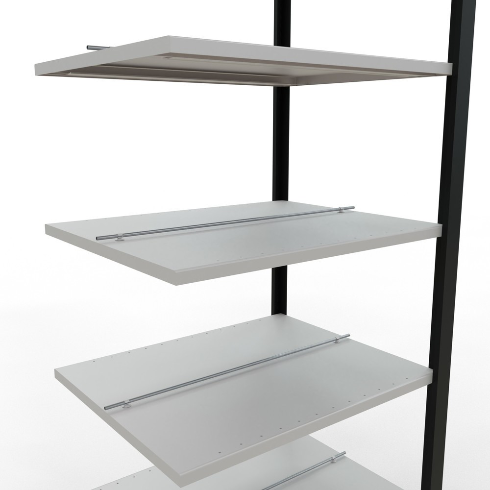 Produktabbildung Nr. 4: Rayonnage de bureau SCHULTE travée auxiliaire, utilisable des deux côtés, avec butées centrales, CT 150 kg, noir, HxlxP 2 300 x 750 x 600 mm