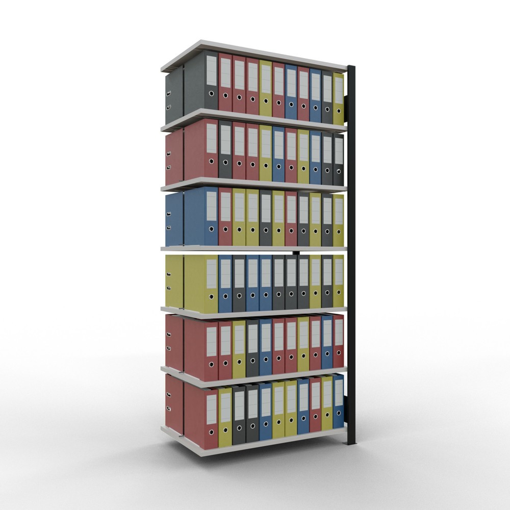 Produktabbildung Nr. 2: Rayonnage de bureau SCHULTE travée auxiliaire, utilisable des deux côtés, avec butées centrales, CT 150 kg, noir, HxlxP 2 300 x 1 000 x 600 mm