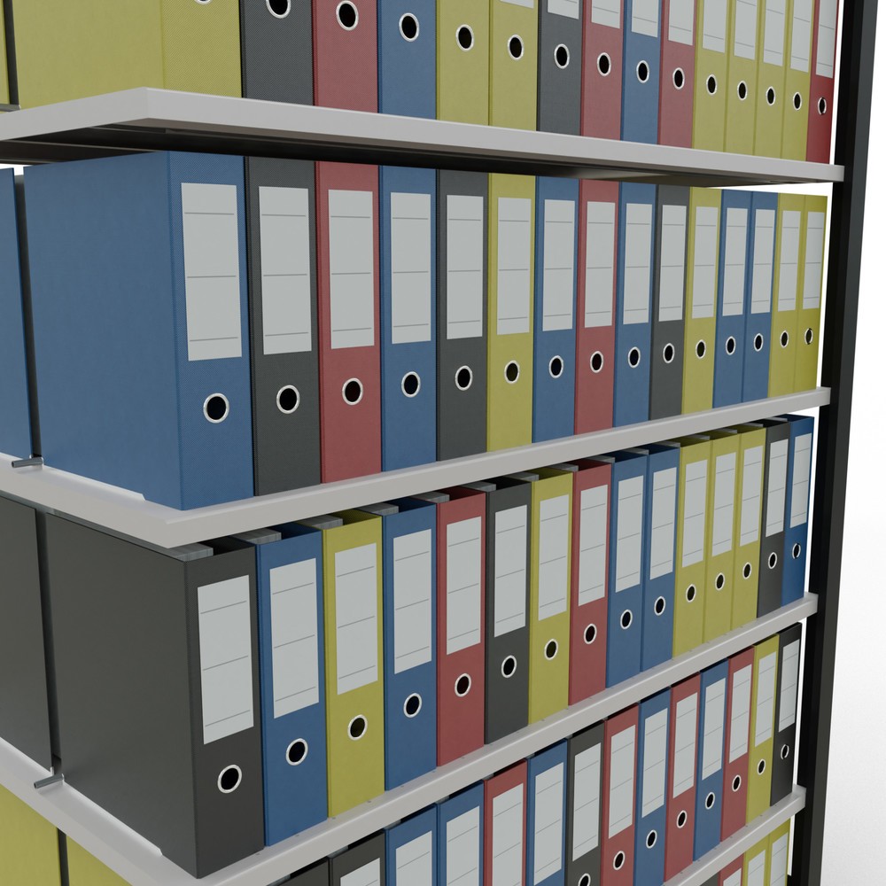 Produktabbildung Nr. 3: Rayonnage de bureau SCHULTE travée auxiliaire, utilisable des deux côtés, avec butées centrales, CT 150 kg, noir, HxlxP 2 300 x 1 300 x 600 mm