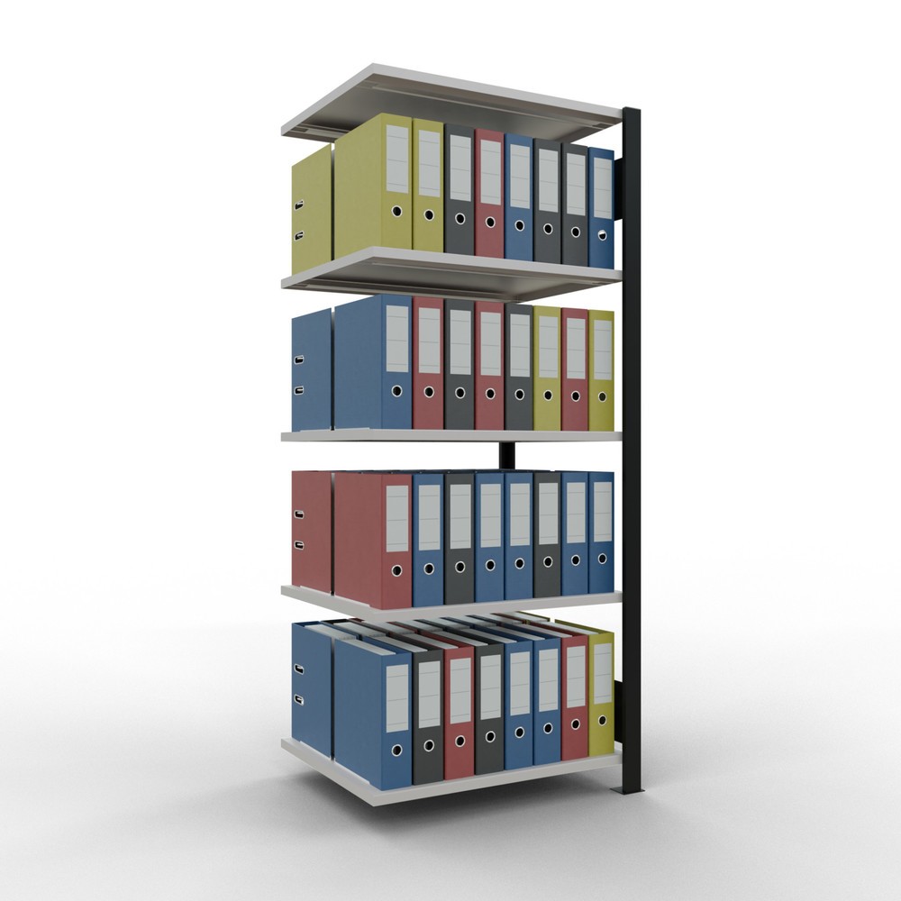 Produktabbildung Nr. 2: Rayonnage de bureau SCHULTE travée auxiliaire, utilisable des deux cotés, sans butées centrales, CT 150 kg, noir, HxlxP 1 800 x 750 x 600 mm
