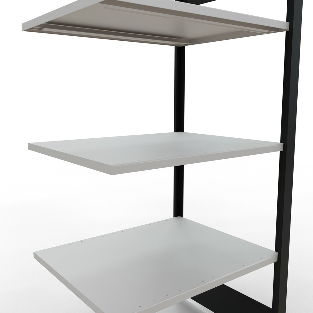 Produktabbildung Nr. 4: Rayonnage de bureau SCHULTE travée auxiliaire, utilisable des deux cotés, sans butées centrales, CT 150 kg, noir, HxlxP 1 800 x 750 x 600 mm