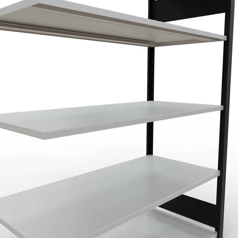 Produktabbildung Nr. 4: Rayonnage de bureau SCHULTE travée auxiliaire, utilisable des deux cotés, sans butées centrales, CT 150 kg, noir, HxlxP 1 800 x 1 300 x 600 mm