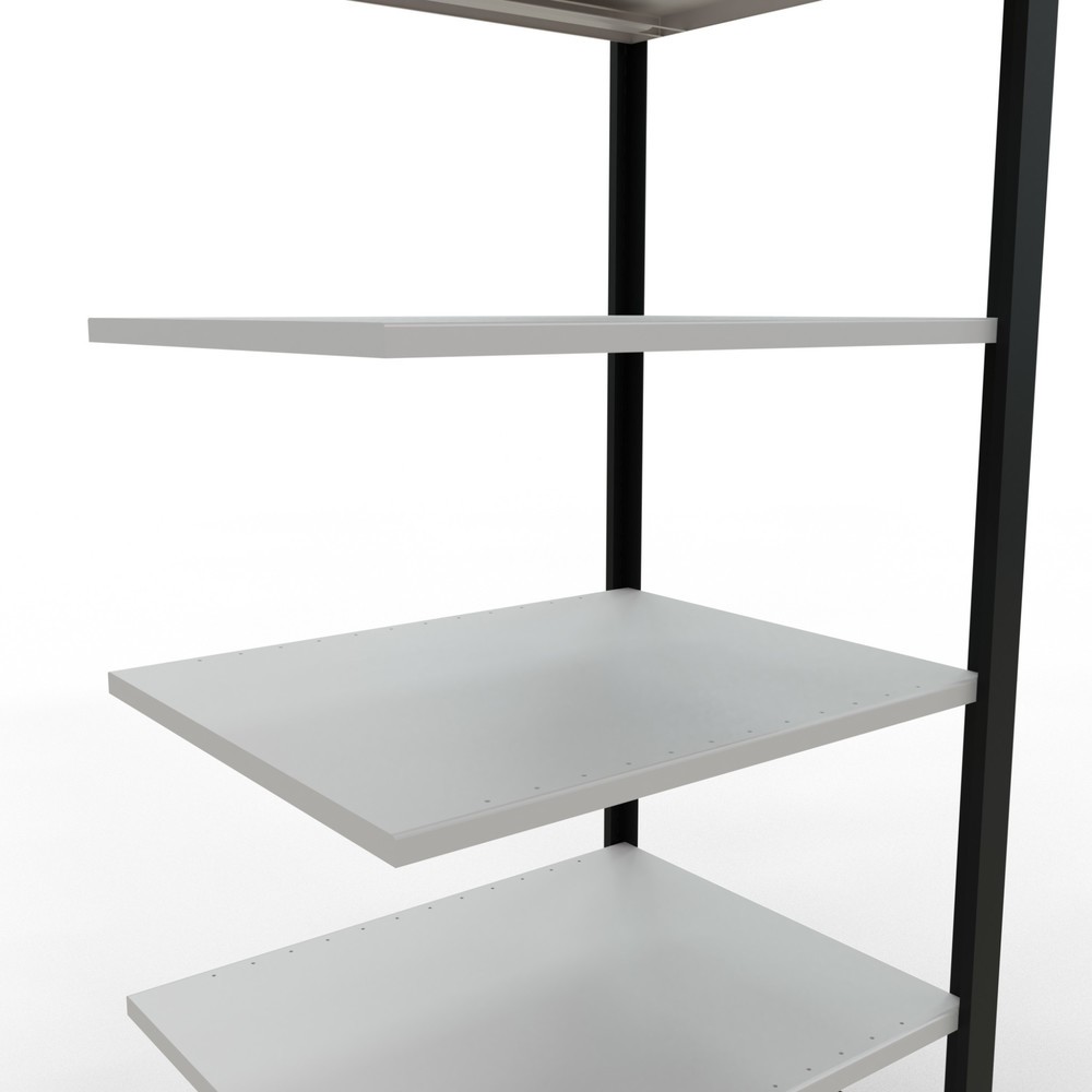 Produktabbildung Nr. 4: Rayonnage de bureau SCHULTE travée auxiliaire, utilisable des deux côtés, sans butées centrales, CT 150 kg, noir, HxlxP 2 000 x 750 x 600 mm