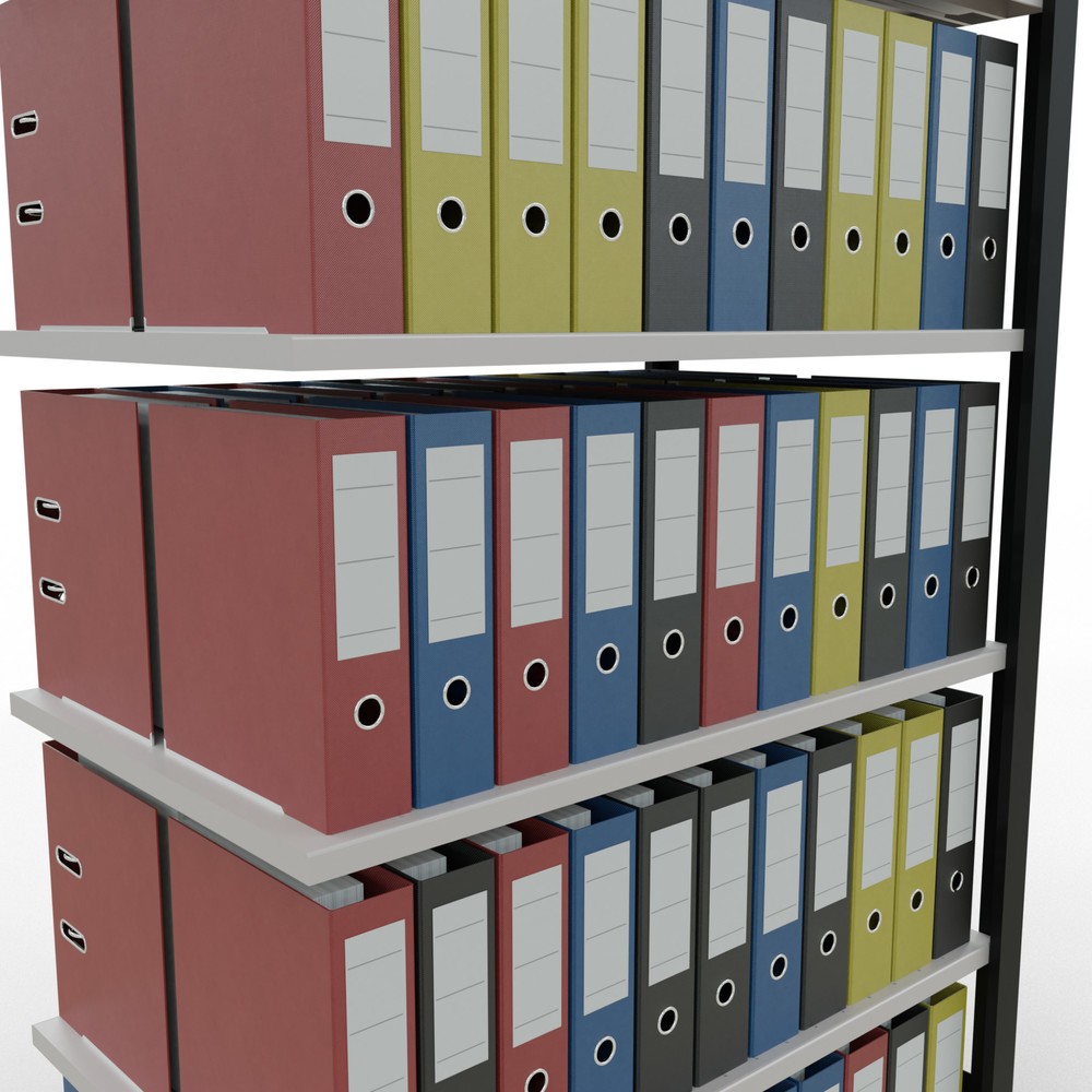 Produktabbildung Nr. 3: Rayonnage de bureau SCHULTE travée auxiliaire, utilisable des deux côtés, sans butées centrales, CT 150 kg, noir, HxlxP 2 000 x 1 000 x 600 mm