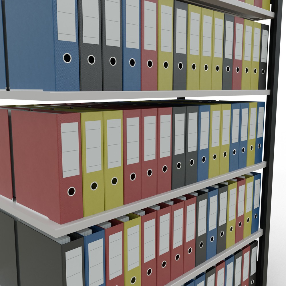 Produktabbildung Nr. 3: Rayonnage de bureau SCHULTE travée auxiliaire, utilisable des deux côtés, sans butées centrales, CT 150 kg, noir, HxlxP 2 000 x 1 300 x 600 mm