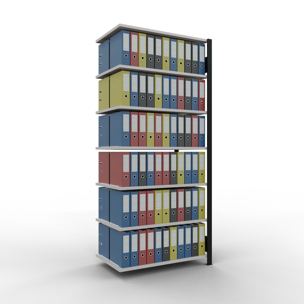 Produktabbildung Nr. 2: Rayonnage de bureau SCHULTE travée auxiliaire, utilisable des deux côtés, sans butées centrales, CT 150 kg, noir, HxlxP 2 300 x 1 000 x 600 mm