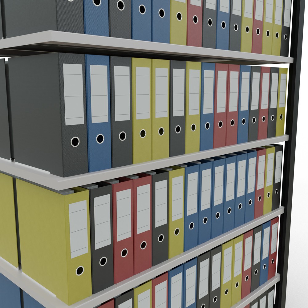 Produktabbildung Nr. 3: Rayonnage de bureau SCHULTE travée auxiliaire, utilisable des deux côtés, sans butées centrales, CT 150 kg, noir, HxlxP 2 300 x 1 300 x 600 mm