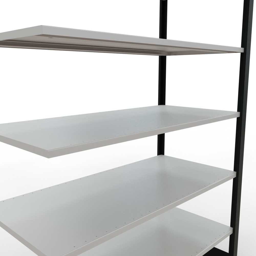 Produktabbildung Nr. 4: Rayonnage de bureau SCHULTE travée auxiliaire, utilisable des deux côtés, sans butées centrales, CT 150 kg, noir, HxlxP 2 300 x 1 300 x 600 mm