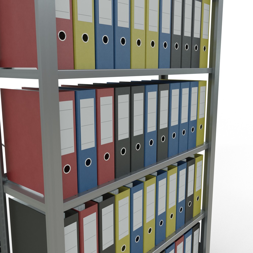 Produktabbildung Nr. 3: Rayonnage de bureau SCHULTE travée de base, utilisable d’un seul côté, avec barres de butée, CT 85 kg, HxlxP 2 000 x 1 000 x 300 mm