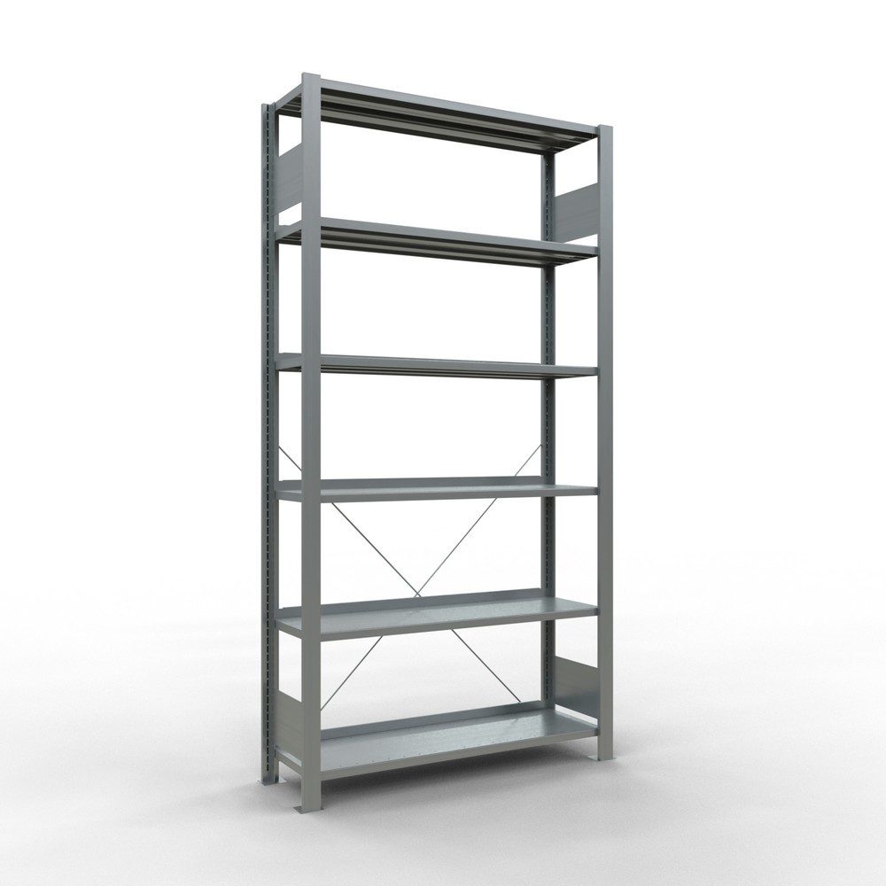 Illustration du produit: Rayonnage de bureau SCHULTE travée de base, utilisable d’un seul côté, avec barres de butée, CT 85 kg, HxlxP 2 000 x 1 000 x 300 mm