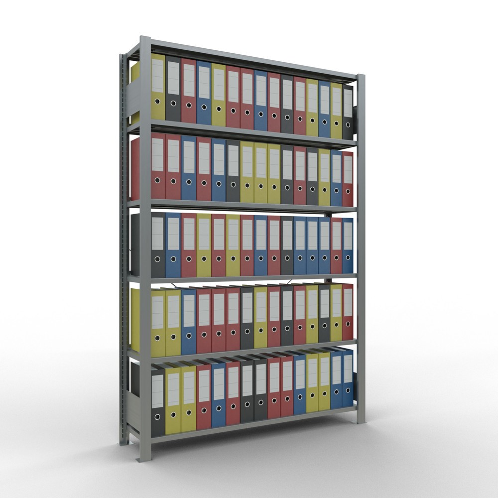 Produktabbildung Nr. 2: Rayonnage de bureau SCHULTE travée de base, utilisable d’un seul côté, avec barres de butée, CT 85 kg, HxlxP 2 000 x 1 300 x 300 mm