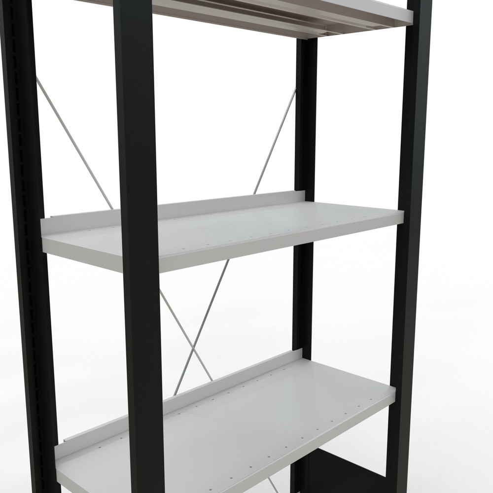 Produktabbildung Nr. 4: Rayonnage de bureau SCHULTE travée de base, utilisable d’un seul côté, avec barres de butée, CT 85 kg, noir, HxlxP 1 800 x 750 x 300 mm