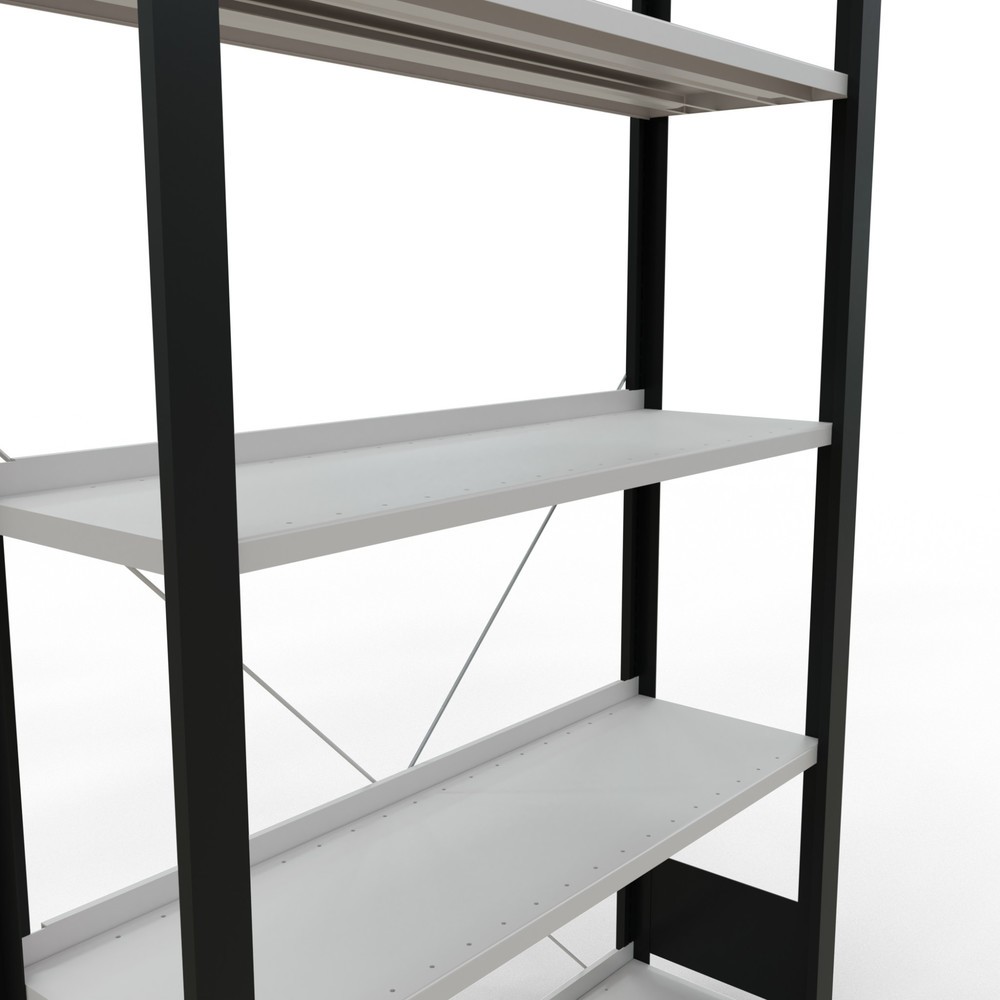 Produktabbildung Nr. 4: Rayonnage de bureau SCHULTE travée de base, utilisable d’un seul côté, avec barres de butée, CT 85 kg, noir, HxlxP 1 800 x 1 000 x 300 mm