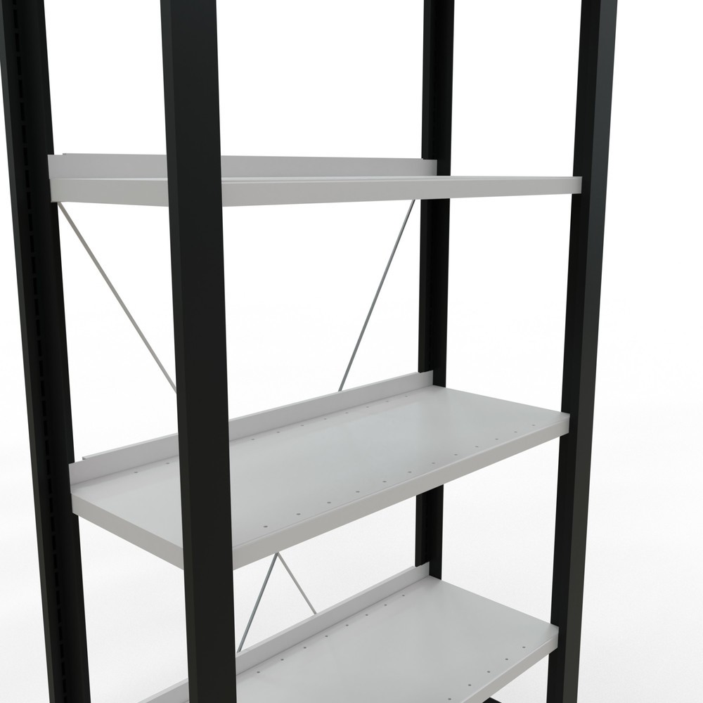 Produktabbildung Nr. 4: Rayonnage de bureau SCHULTE travée de base, utilisable d’un seul côté, avec barres de butée, CT 85 kg, noir, HxlxP 2 000 x 750 x 300 mm