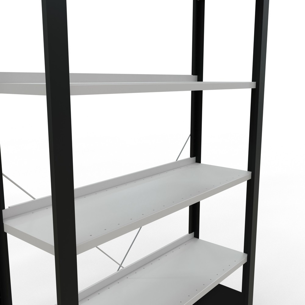 Produktabbildung Nr. 4: Rayonnage de bureau SCHULTE travée de base, utilisable d’un seul côté, avec barres de butée, CT 85 kg, noir, HxlxP 2 000 x 1 000 x 300 mm