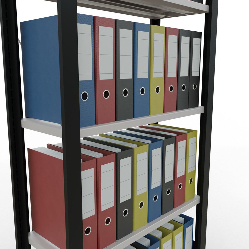Produktabbildung Nr. 3: Rayonnage de bureau SCHULTE travée de base, utilisable d’un seul côté, sans barres de butée, CT 85 kg, noir, HxlxP 1 800 x 750 x 300 mm