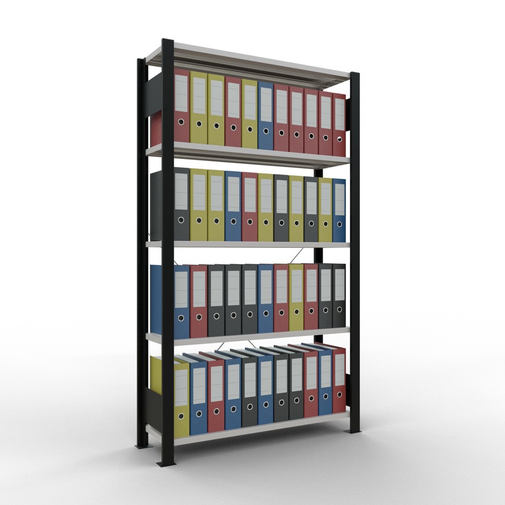 Produktabbildung Nr. 2: Rayonnage de bureau SCHULTE travée de base, utilisable d’un seul côté, sans barres de butée, CT 85 kg, noir, HxlxP 1 800 x 1 000 x 300 mm