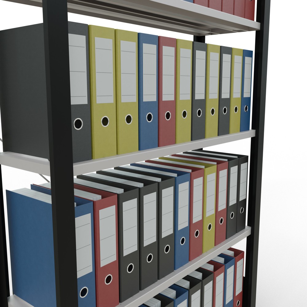 Produktabbildung Nr. 3: Rayonnage de bureau SCHULTE travée de base, utilisable d’un seul côté, sans barres de butée, CT 85 kg, noir, HxlxP 1 800 x 1 000 x 300 mm