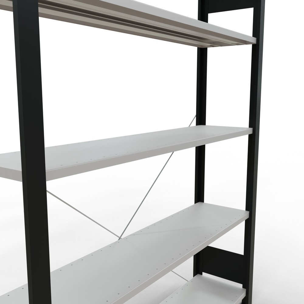 Produktabbildung Nr. 4: Rayonnage de bureau SCHULTE travée de base, utilisable d’un seul côté, sans barres de butée, CT 85 kg, noir, HxlxP 1 .800 x 1 300 x 300 mm