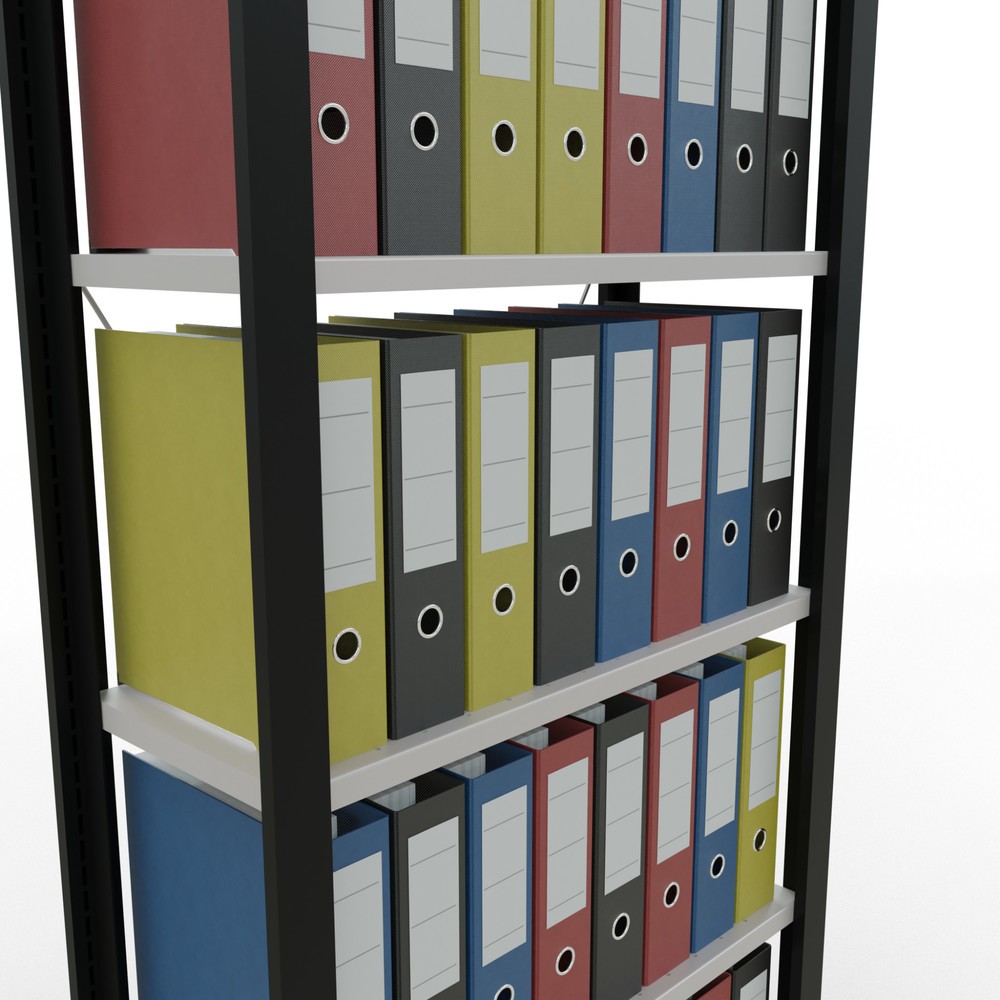 Produktabbildung Nr. 3: Rayonnage de bureau SCHULTE travée de base, utilisable d’un seul côté, sans barres de butée, CT 85 kg, noir, HxlxP 2 000 x 750 x 300 mm