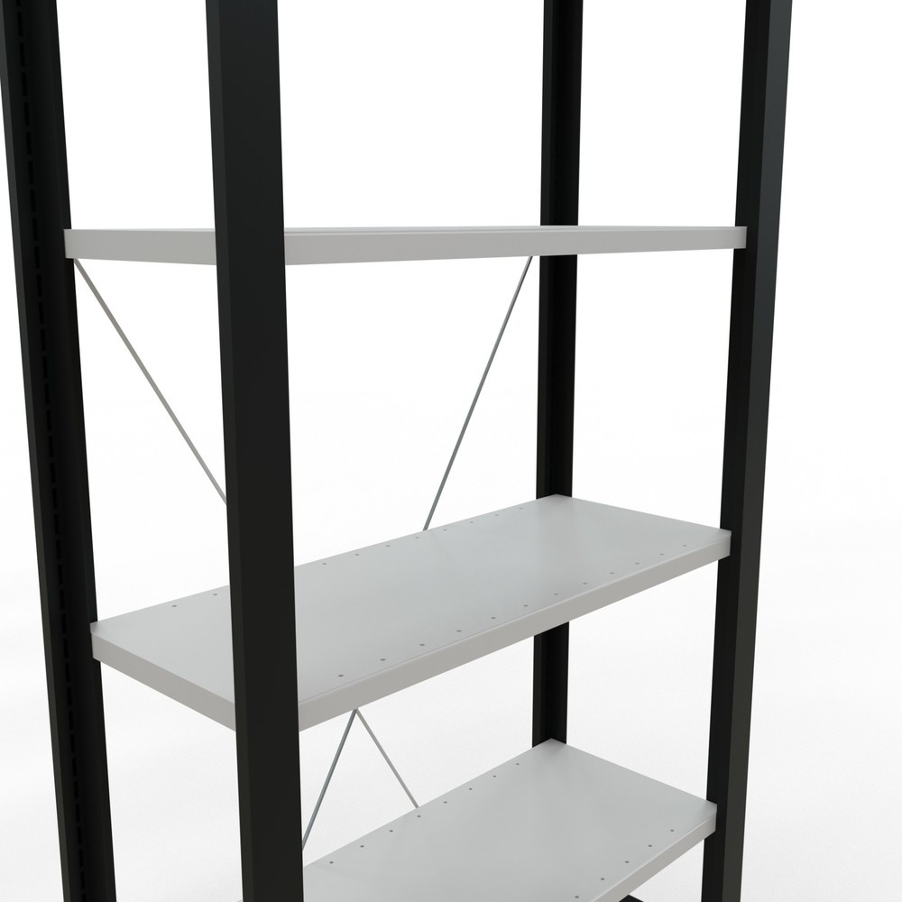 Produktabbildung Nr. 4: Rayonnage de bureau SCHULTE travée de base, utilisable d’un seul côté, sans barres de butée, CT 85 kg, noir, HxlxP 2 000 x 750 x 300 mm