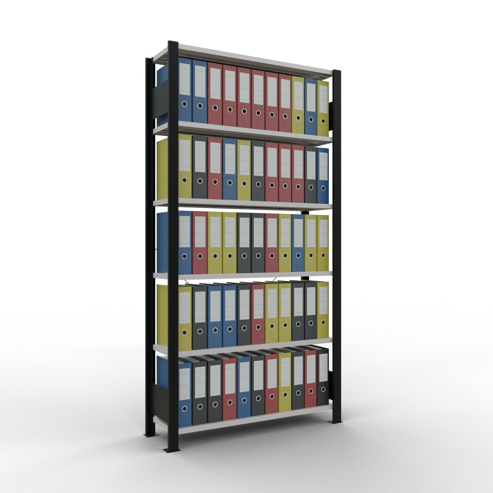 Produktabbildung Nr. 2: Rayonnage de bureau SCHULTE travée de base, utilisable d’un seul côté, sans barres de butée, CT 85 kg, noir, HxlxP 2 000 x 1 000 x 300 mm