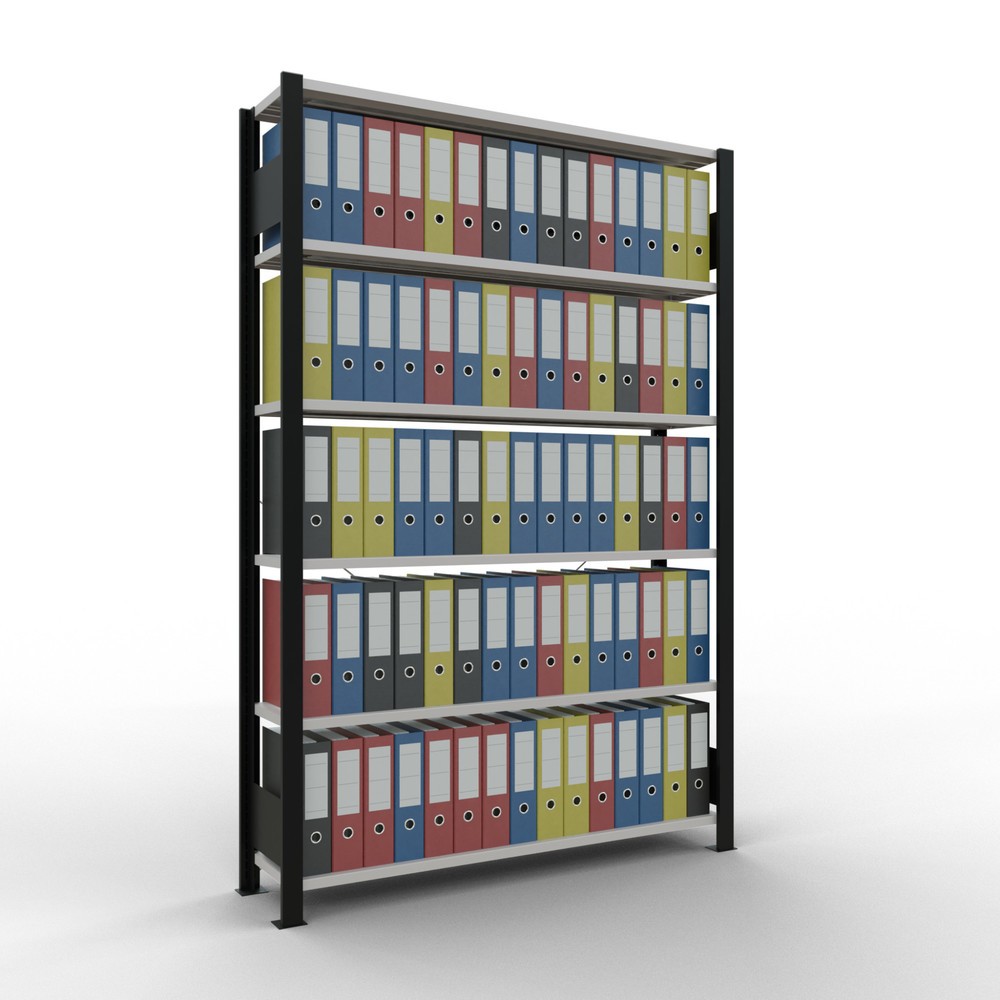 Produktabbildung Nr. 2: Rayonnage de bureau SCHULTE travée de base, utilisable d’un seul côté, sans barres de butée, CT 85 kg, noir, HxlxP 2 000 x 1 300 x 300 mm