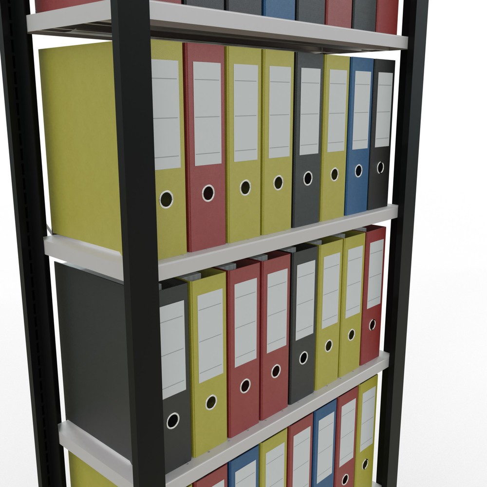 Produktabbildung Nr. 3: Rayonnage de bureau SCHULTE travée de base, utilisable d’un seul côté, sans barres de butée, CT 85 kg, noir, HxlxP 2 300 x 750 x 300 mm